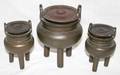 010345 CHINESE BRONZE INCENSE BURNERS 19TH C 3 PCS