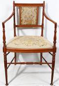 122347 REGENCY STYLE OPEN ARMCHAIR FRUITWOOD FRAME
