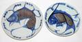 051447 CHINESE CERAMIC FISH PLATES TWO DIA 9