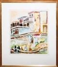 050351 MAURICE HADDAD WATERCOLOR 1991 20 X 16 HARBOR
