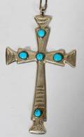 041385 STERLING  TURQUOISE CROSS WITH NECKLACE