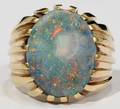 032369 GENTS 18KT YELLOW GOLD AND BLACK OPAL RING