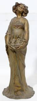 032363 ART NOUVEAU GILT SPELTER SCULPTURE OF A WOMAN