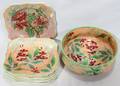 021382 ROYAL DOULTON RED FLORAL PLATES 9  A BOWL