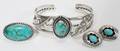 021360 NAVAJO SILVER  TURQUOISE BRACELET AND EARRINGS