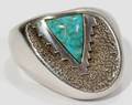 021359 NAVAJO SILVER  TURQUOISE RING SIGNED HB