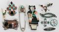021353 NATIVE AMERICAN SILVER TURQUOISE  SHELL PINS
