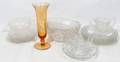 010396 AMERICAN PRESSED GLASS AMBER VASE BOWLS