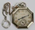 122390 HAMILTON GOLD FILLED POCKET WATCH AND CHAIN