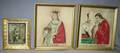 122370 VICTORIAN EMBROIDERED  PAINTED SAINTS C 1900