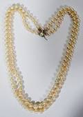 052385 PEARL DOUBLESTRAND NECKLACE WITH DIAMOND CLASP