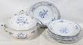 051491 FRENCH BLUE  WHITE SOUP PLATES 21  TUREEN