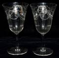 041453 FOSTORIA CRYSTAL GOBLETS C 1940  DECANTER