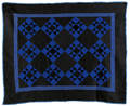 Amish blue and black pieced quilt