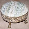 030371 ANTIQUE METAL  UPHOLSTERED FOOT STOOL H 8