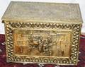 030369 HAMMERED BRASS  WOOD FIRE BOX C 1900 H 18