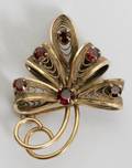 021428 GARNET  GOLDFILLED BROOCH