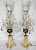 021398 DINKLESPIEL LAMPS PAIR H 37 METAL  CRYSTAL