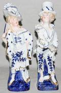 020425 GERMAN BLUE  WHITE FIGURES C 1880 PAIR