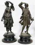 012407 ORIENTALIST SPELTER SCULPTURES PAIR C 1900