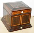 011460 ENGLISH INLAID ROSEWOOD TEA CADDY MID 19TH C