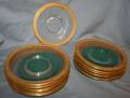 052462 FIRED GOLD AND CRYSTAL DESSERT PLATES 12
