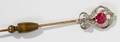 052434 SYNTHETIC RUBY  DIAMOND 18KT STICK PIN