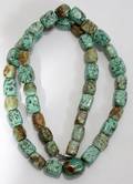052432 TURQUOISE INLAID WSILVER  GOLD BEAD NECKLACE