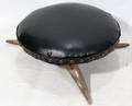 032422 LEATHER  HORN FOOT STOOL H 6 DIA 15