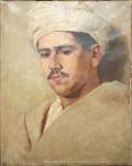 032434 OIL ON CANVAS C 1900 18 X 14 MOROCCAN MAN