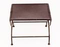 Leather and Iron Side Table or Ottoman