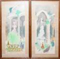 031470 WADE WATERCOLORS PAIR MID 20TH C 29 X 11