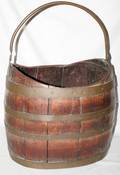031448 ENGLISH BRASSMOUNTED OAK PEAT BUCKET 19TH C