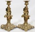 030421 BAROQUE REVIVAL GILT METAL FIGURAL CANDLESTICKS