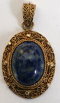 030413 LAPIS PENDANT FILIGREE SETTING WITH GOLD WASH
