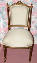 022411 FRENCH LOUIS XVI STYLE GILT WOOD SIDE CHAIR
