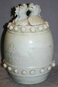 022404 CHINESE CERAMIC BELL REPAIRED H 10 DIA 7