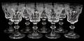 022402 ETCHED GLASS WINES MID 20TH CENTURY EIGHT