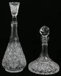 022399 CUT GLASS SHIPS DECANTER  ONE OTHER TWO