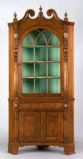 Pennsylvania pine and poplar two part corner cupboard ca 1815