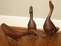 021448 INDONESIAN CARVED WOOD DUCKS THREE