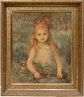 020480 PRINT OF YOUNG GIRL IN GOLD LEAF FRAME 20X 16
