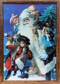 020479 ANTIQUE PRINT SANTA CLAUS WCHILDREN AND DOLLS