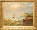 012414 EUROPEAN OIL ON ARTIST BOARD COASTLINE SCENE