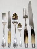012431 FRENCH ANTIQUE PLATE KNIVES FORKS SPOONS