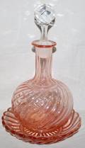 011516 FRENCH GLASS DECANTER  DISH C 1900 H 10