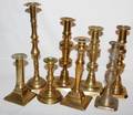 011491 ANTIQUE BRASS CANDLESTICKS 8 H 5 1211
