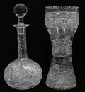 010468 CUT GLASS VASE AND DECANTER 2