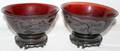 051572 CHINESE ETCHED RED GLASS BOWLS PR DIA 6 12