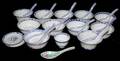 041529 CHINESE RICE BOWLS 10  PORCELAIN SPOONS 15
